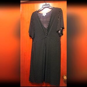 LEOTA Womens Black Twist Front  Midi Dress Plus 2X